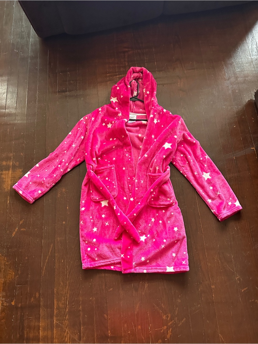 Girls' Pink Star Hooded Fleece Robe - Kids Pajamas
